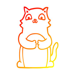 warm gradient line drawing cartoon cat