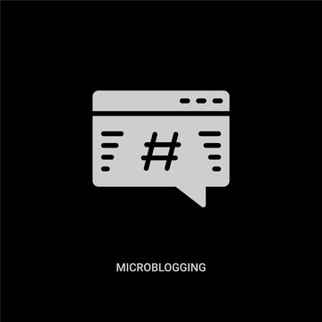 white microblogging vector icon on black background. modern flat microblogging from technology concept vector sign symbol can be use for web, mobile and logo.