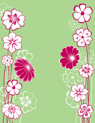 Vector greeting card with decorative drawn flowers