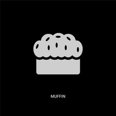 white muffin vector icon on black background. modern flat muffin from thanksgiving concept vector sign symbol can be use for web, mobile and logo.