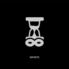 white infinite vector icon on black background. modern flat infinite from time management concept vector sign symbol can be use for web, mobile and logo.