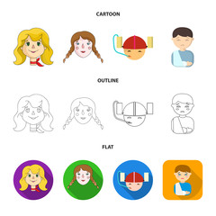 Vector design of girl and boy logo. Set of girl and school vector icon for stock.