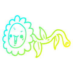 cold gradient line drawing cartoon flower