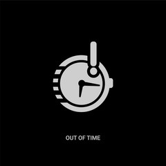 white out of time vector icon on black background. modern flat out of time from time management concept vector sign symbol can be use for web, mobile and logo.