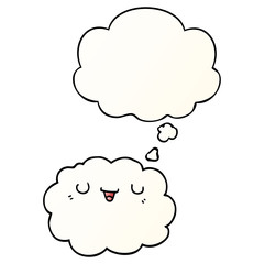 cartoon cloud and thought bubble in smooth gradient style