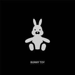 white bunny toy vector icon on black background. modern flat bunny toy from toys concept vector sign symbol can be use for web, mobile and logo.