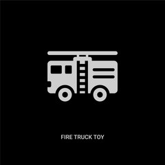 white fire truck toy vector icon on black background. modern flat fire truck toy from toys concept vector sign symbol can be use for web, mobile and logo.