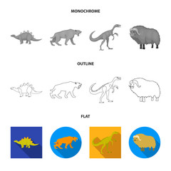 Fototapeta premium Vector design of animal and character logo. Set of animal and ancient stock symbol for web.