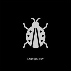 white ladybug toy vector icon on black background. modern flat ladybug toy from toys concept vector sign symbol can be use for web, mobile and logo.