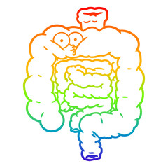 rainbow gradient line drawing cartoon surprised intestines