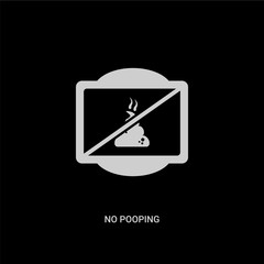 white no pooping vector icon on black background. modern flat no pooping from traffic signs concept vector sign symbol can be use for web, mobile and logo.