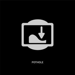 white pothole vector icon on black background. modern flat pothole from traffic signs concept vector sign symbol can be use for web, mobile and logo.