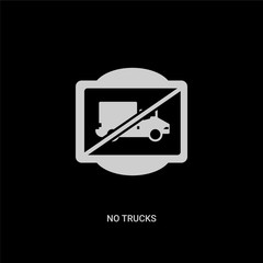 white no trucks vector icon on black background. modern flat no trucks from traffic signs concept vector sign symbol can be use for web, mobile and logo.