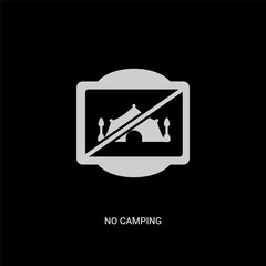 white no camping vector icon on black background. modern flat no camping from traffic signs concept vector sign symbol can be use for web, mobile and logo.