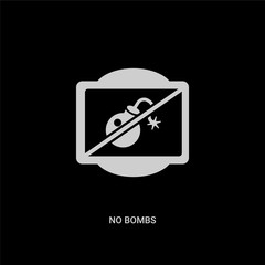 white no bombs vector icon on black background. modern flat no bombs from traffic signs concept vector sign symbol can be use for web, mobile and logo.