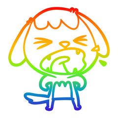 rainbow gradient line drawing cute cartoon dog