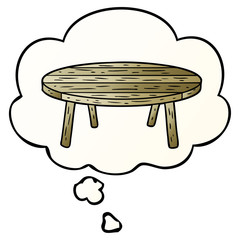 cartoon table and thought bubble in smooth gradient style