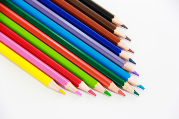 Fototapeta premium colorful wooden pencils for drawing on white background