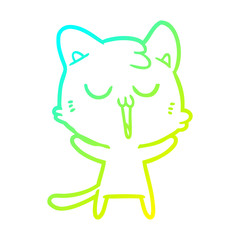 cold gradient line drawing cartoon cat singing