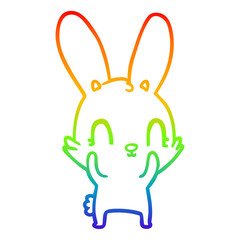rainbow gradient line drawing cute cartoon rabbit