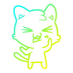 cold gradient line drawing cartoon cat