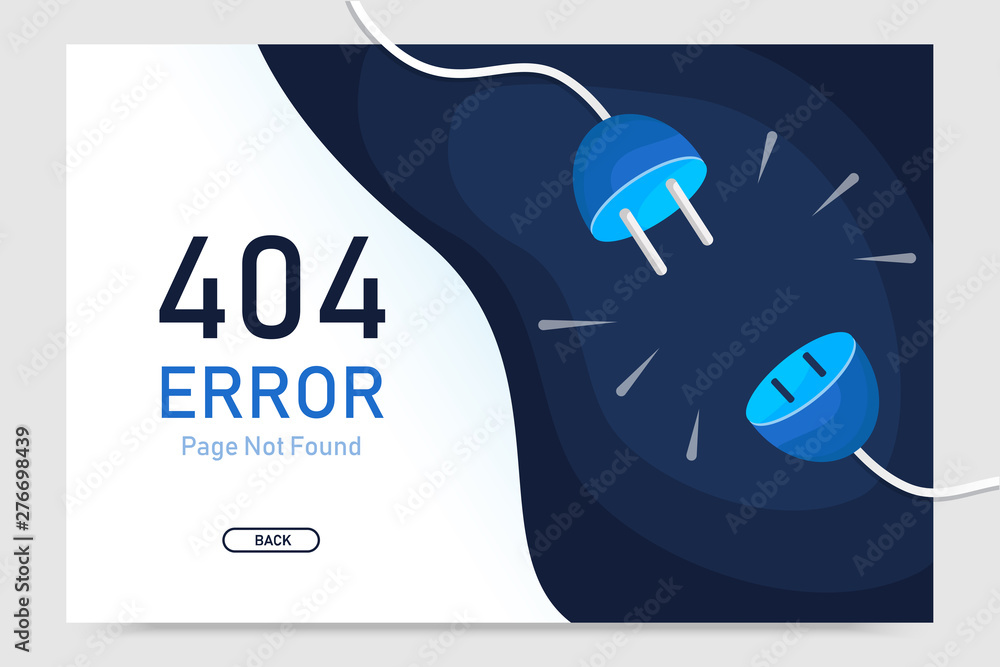 Fototapete 404 error page not found vector with plug graphic design template for website background graphic