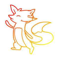 warm gradient line drawing cartoon happy fox