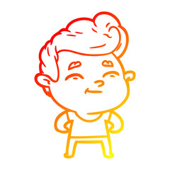 warm gradient line drawing happy cartoon man