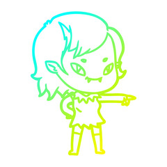 cold gradient line drawing cartoon friendly vampire girl