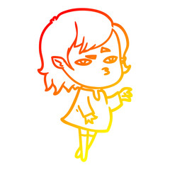 warm gradient line drawing cartoon vampire girl