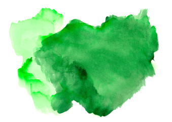 green colorful background.Watercolor strokes on white background