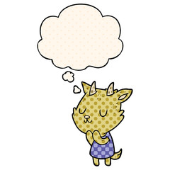 cartoon goat and thought bubble in comic book style