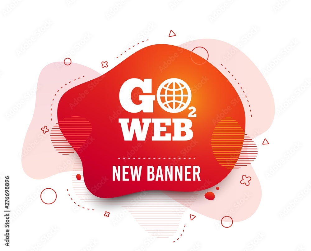 Poster fluid badge. go to web icon. globe sign. internet access symbol. abstract shape. gradient web icon. 