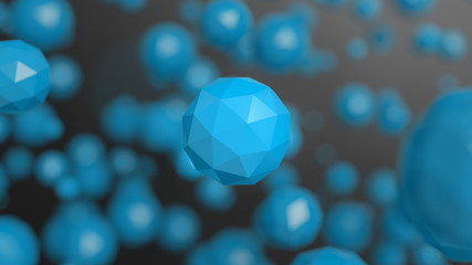 Blue Particles Background 3D Rendering