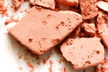 Coral eyeshadow and blush isolated on white background.. - Image