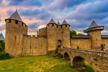 Fototapeta na wymiar Château dans la Cité de Carcassonne dans l'Aude en Occitanie, France