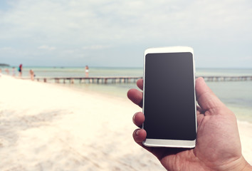 mobile phone on beach
