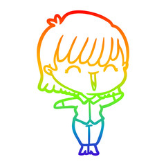 rainbow gradient line drawing cartoon woman