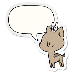 cute cartoon deer and speech bubble sticker