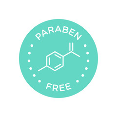 Paraben free icon cosmetic vector label. Vector logo skincare  health safe product with no paraben.