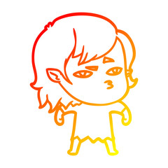 warm gradient line drawing cartoon vampire girl