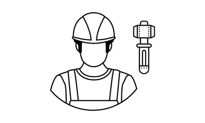 Construction worker icon for labor and building industry