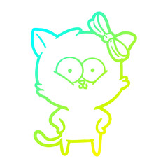 cold gradient line drawing cartoon cat