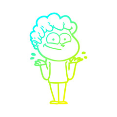 cold gradient line drawing cartoon happy man