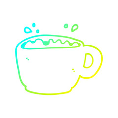 cold gradient line drawing cartoon coffee cup