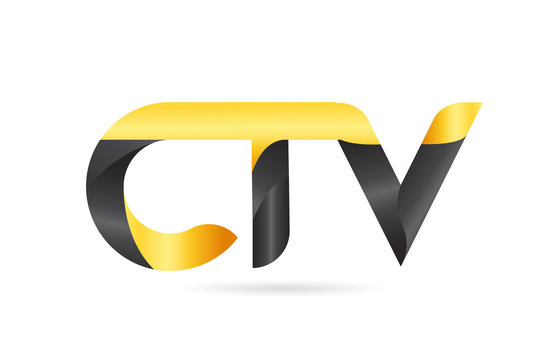 joined or connected 3 letter combination CTV C T V yellow black logo design