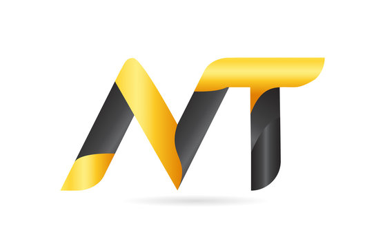 joined or connected 3 letter combination AVT A V T yellow black logo design
