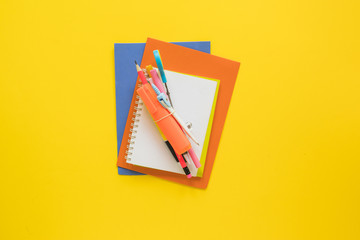 Writing implements laid in middle