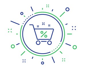 Loan shopping cart line icon. Discount percent sign. Credit percentage symbol. Quality design elements. Technology loan percent button. Editable stroke. Vector