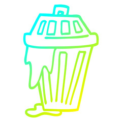 cold gradient line drawing cartoon waste bin